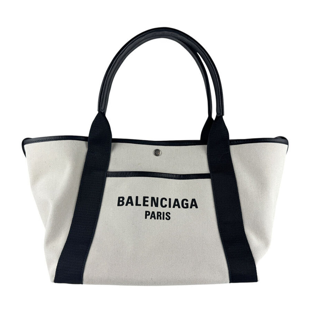 Balenciaga Black Leather Handbag Canvas White - Picture 2 of 4